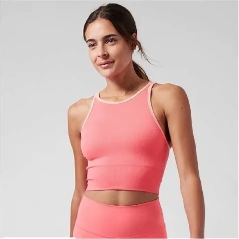 Athleta Pink Aurora High Neck Crop Tank size Medium NWT